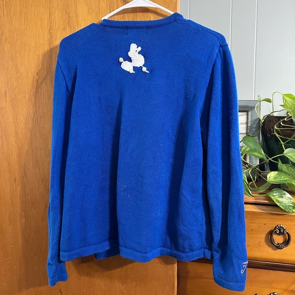 Vintage Just B Embroidered Blue Poodle “Ugly” Size Medium Sweater Cardigan - Picture 12 of 12